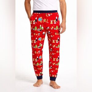 Festive Red Pajama Pants with Holiday Print